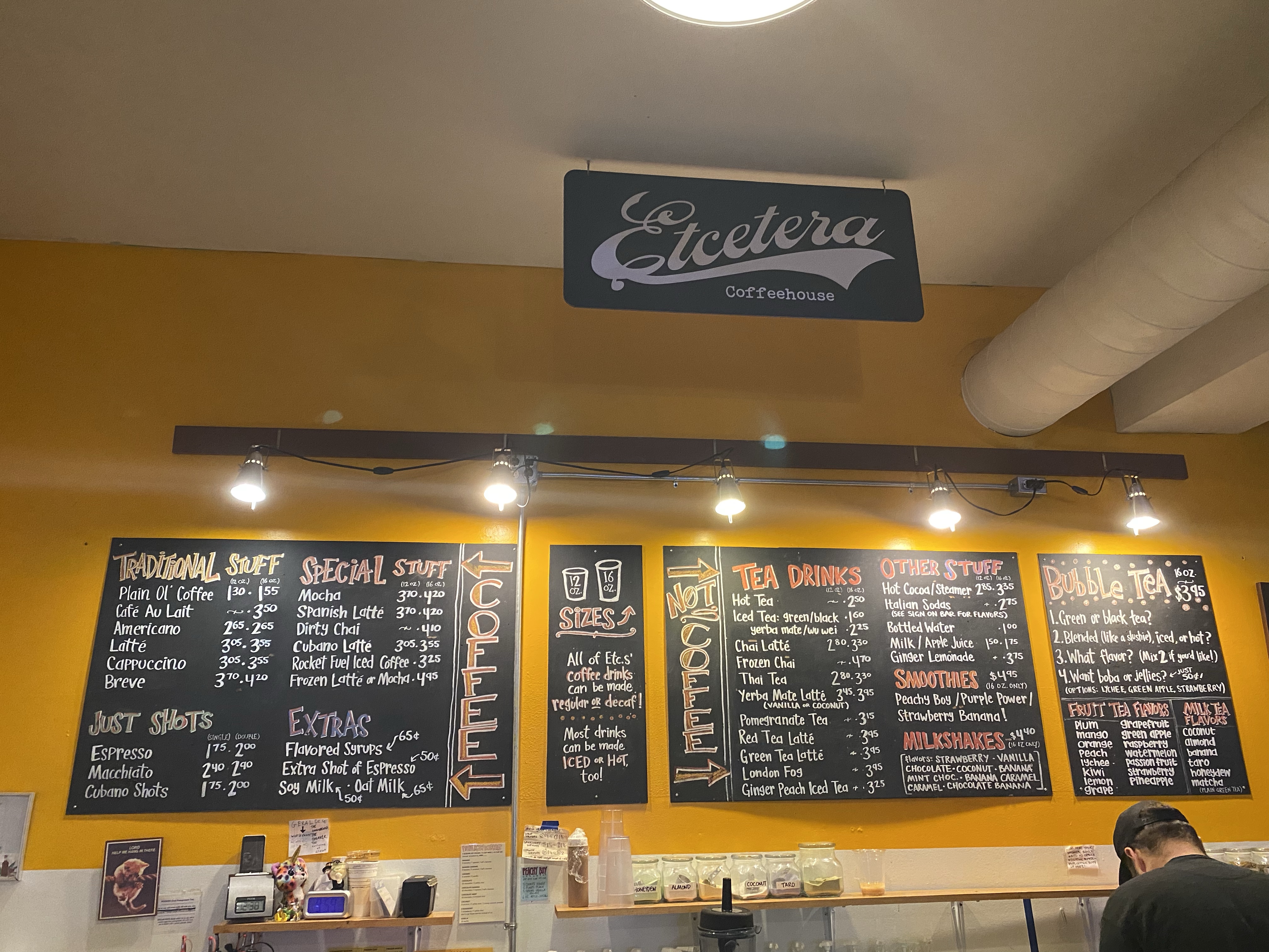 Etc Coffee Menu in downtown Paducah